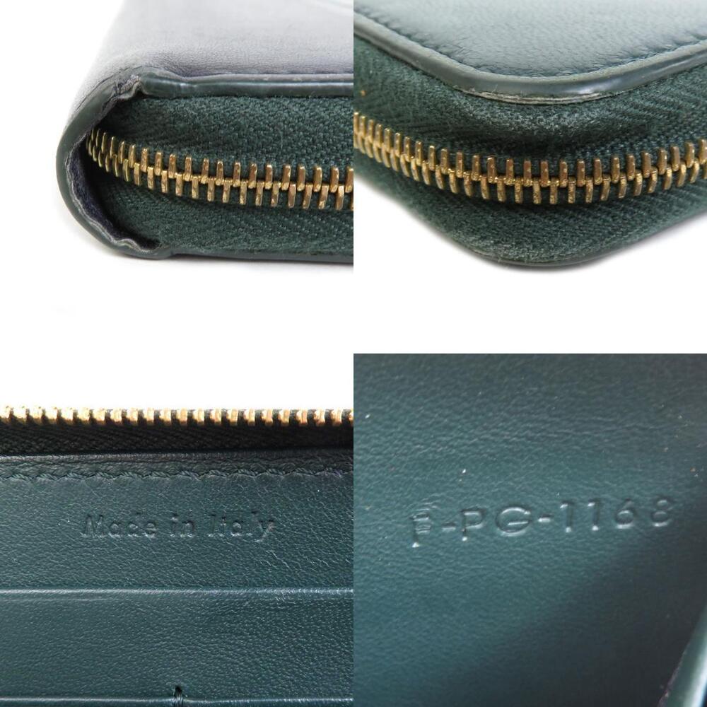 Celine long Blue Navy zip round wallet green leather - Picture 5 of 5